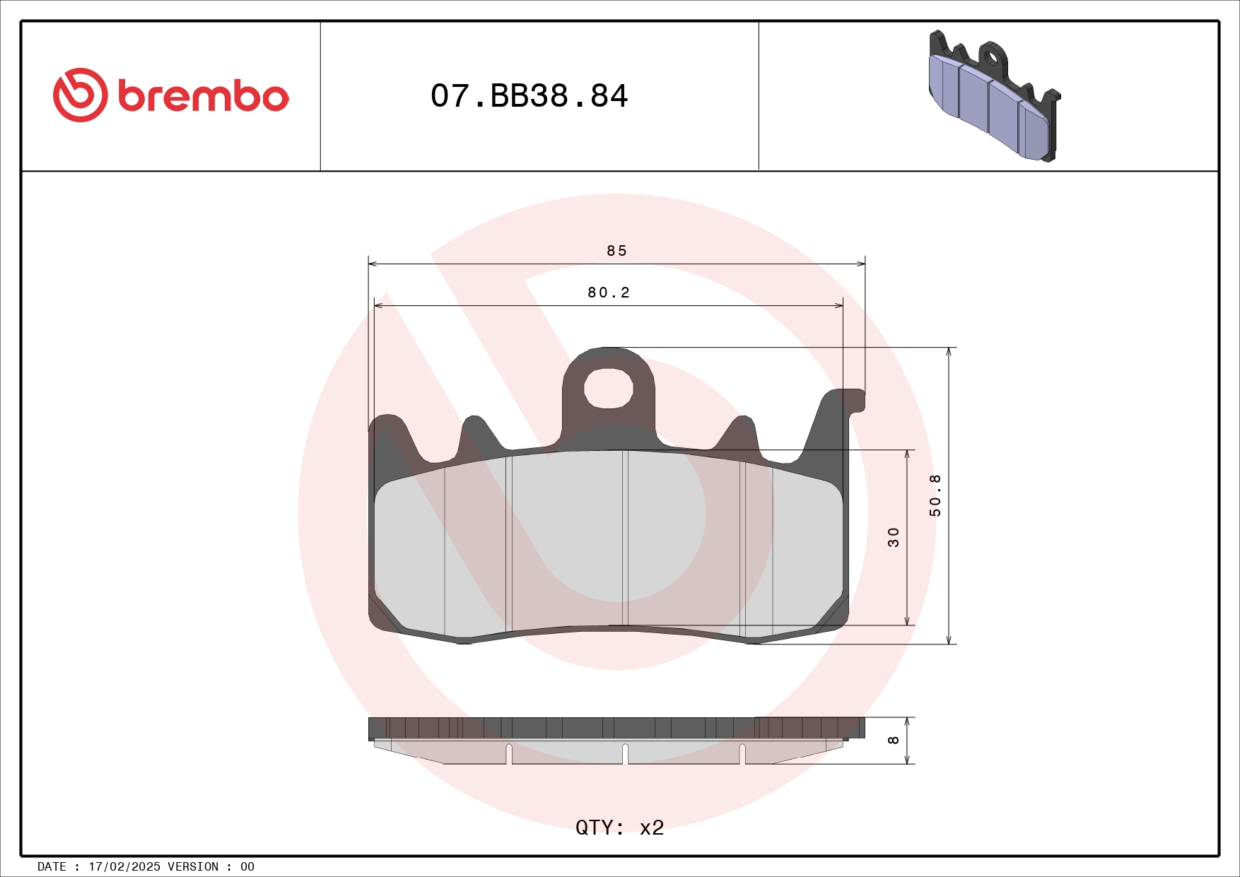 Brembo Fékbetét készlet 07BB3884 - Image 2
