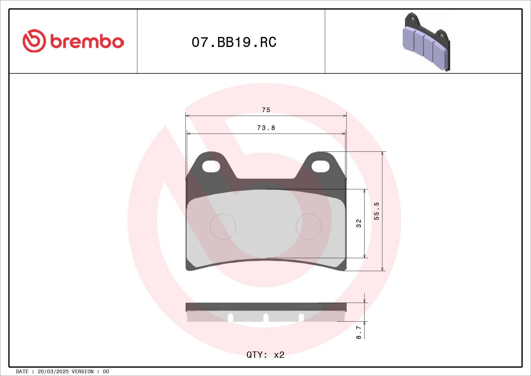 Brembo Fékbetét készlet 07BB19RC - Image 2