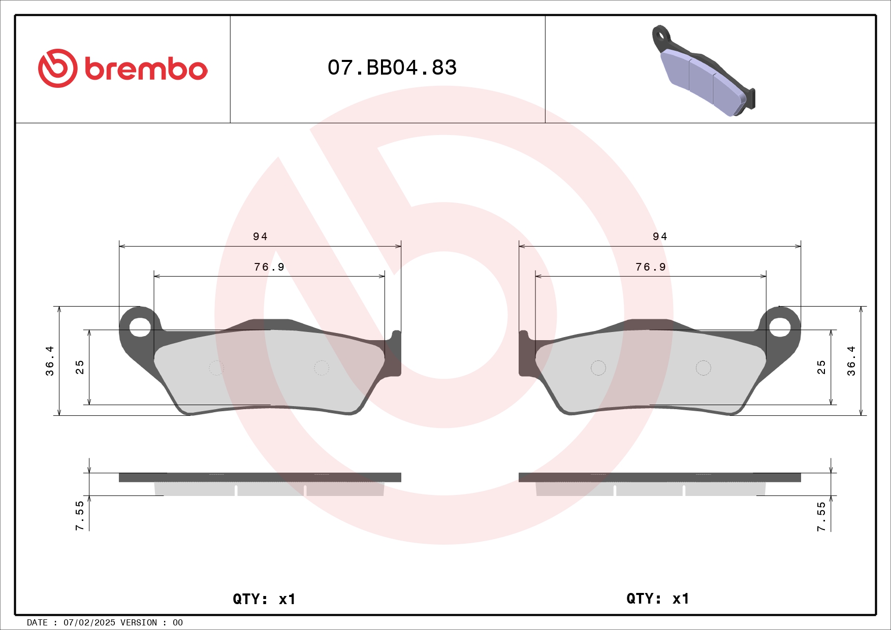 Brembo Fékbetét készlet 07BB0483 - Image 2