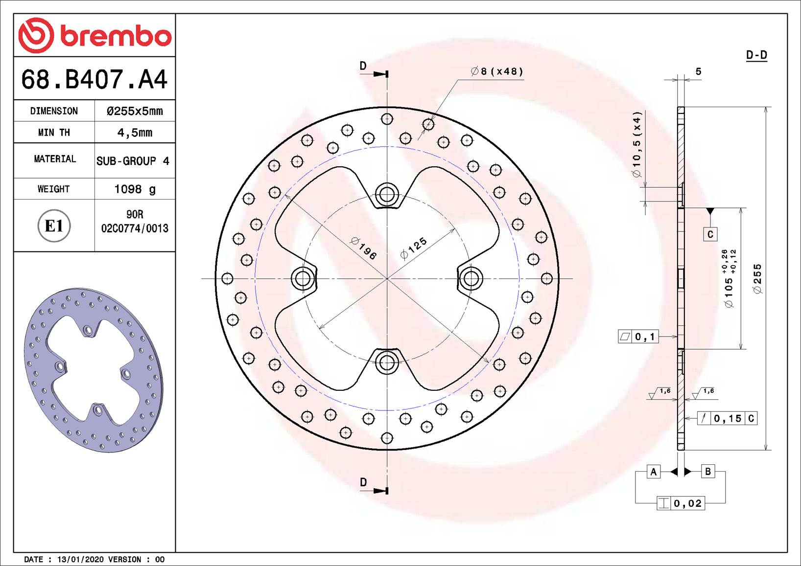 Brembo Féktárcsa 68B407A4 - Image 2