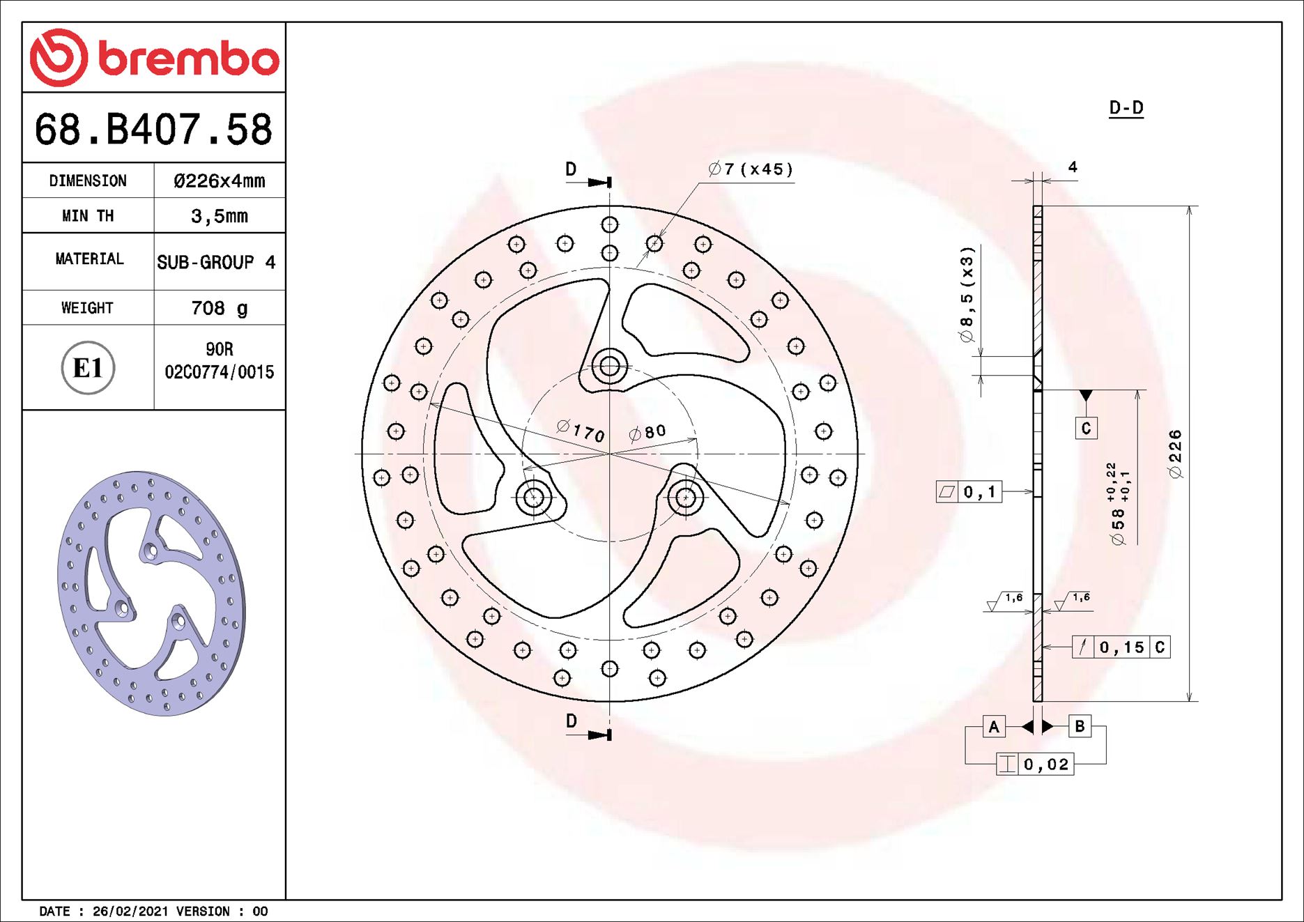 Brembo Féktárcsa 68B40758 - Image 2