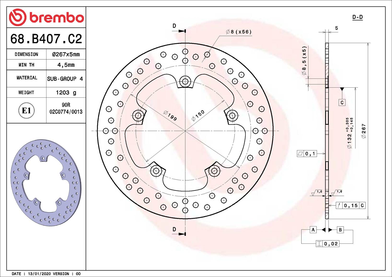 Brembo Féktárcsa 68B407C2 - Image 2